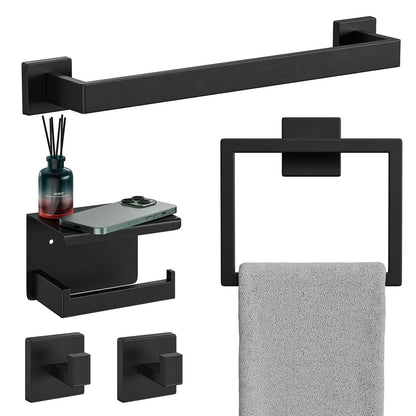 10-Pieces Matte Black Bathroom Accessories, 24 Inch Bathroom Hardware Set