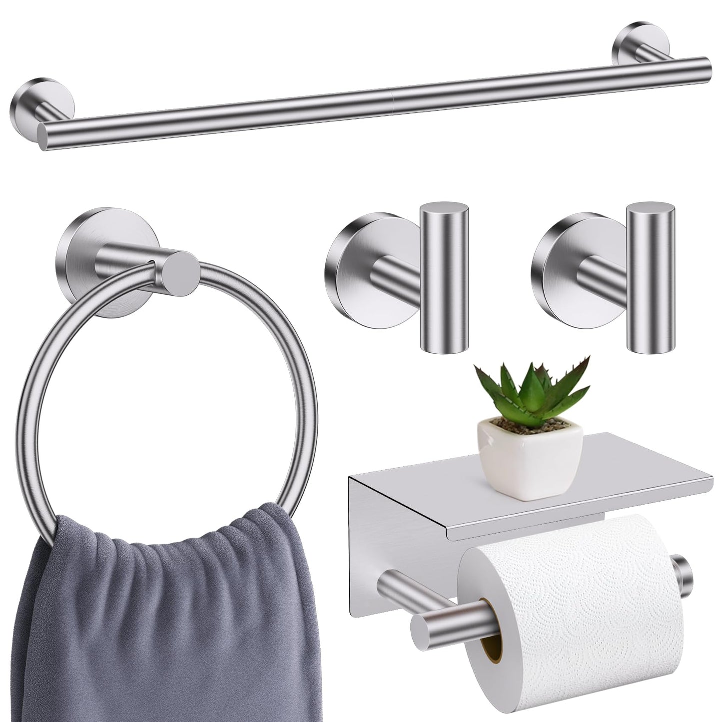 10 Pieces Matte Black Bathroom Hardware Accessories Towel Bar Set Black Towle Racks for Bathroom Wall Mounted Stainless Steel Toilet Paper Holder Towel Holder Kit