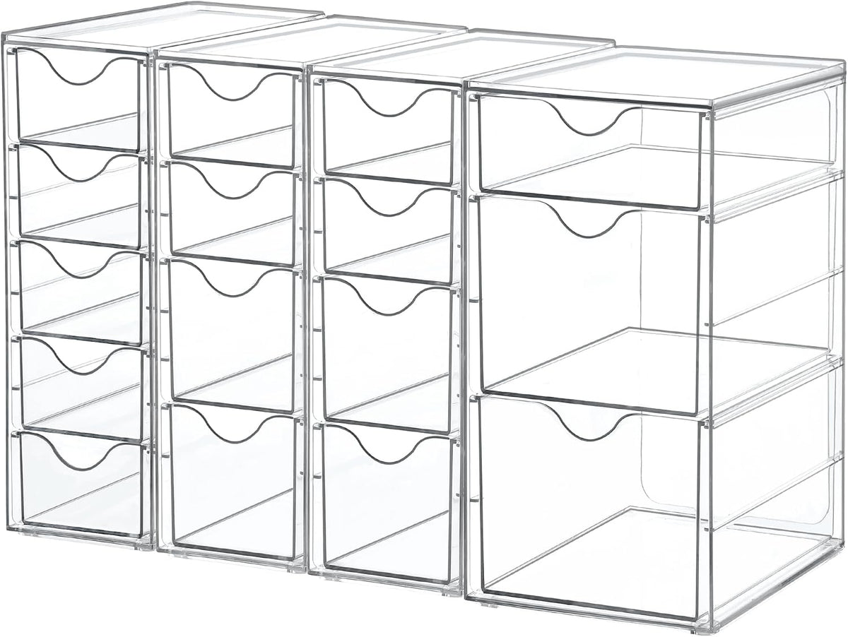 Vtopmart 4 Set Acrylic Desk Organizer with 16 Drawers for Office, Makeup
