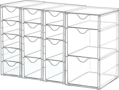 Vtopmart 4 Set Acrylic Desk Organizer with 16 Drawers for Office, Makeup