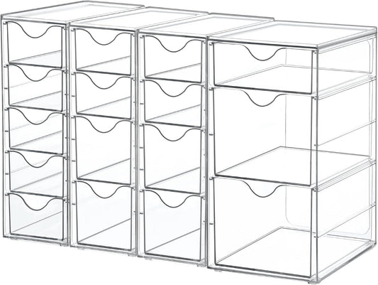 Vtopmart 4 Set Acrylic Desk Organizer with 16 Drawers for Office, Makeup