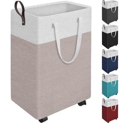 HomeHacks 75L Rolling Laundry Basket with 4 Wheels Collapsible Gray