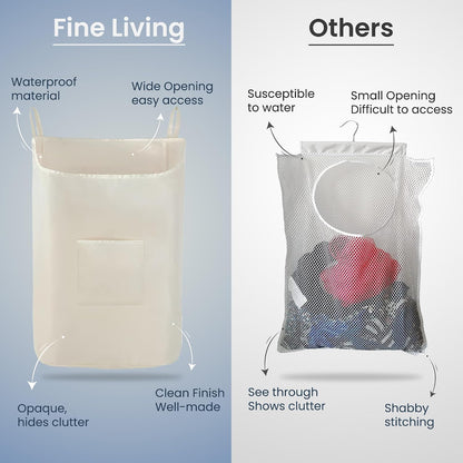 TFLC Over the Door Hanging Laundry hamper bag, 18x4.75x28", Beige-L