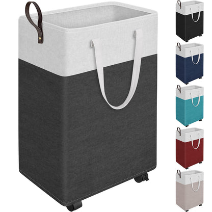 HomeHacks 75L Rolling Laundry Basket with 4 Wheels Collapsible Gray