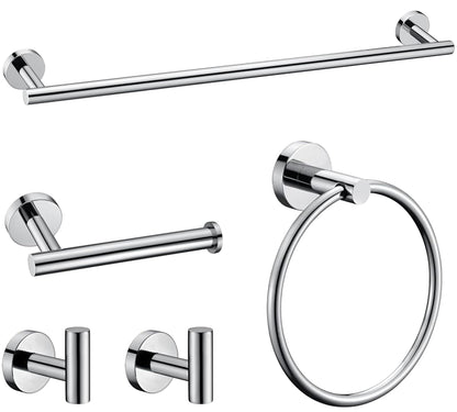 6 Pieces Brushed Gold Bathroom Hardware Accessories Set, SUS304 Stainless Steel 24 Inch Bath Towel Bar Set, Round Bathroom Towel Holder Set, Towel Racks for Bathroom Wall Mounted