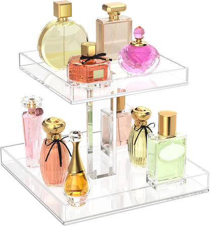 NIUBEE 2 Tier Perfume Organizer, Acrylic Perfume Display Stand for Women