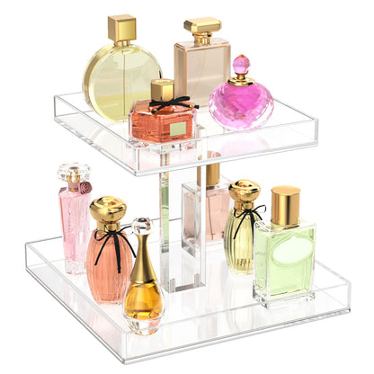 NIUBEE 2 Tier Perfume Organizer, Acrylic Perfume Display Stand for Women