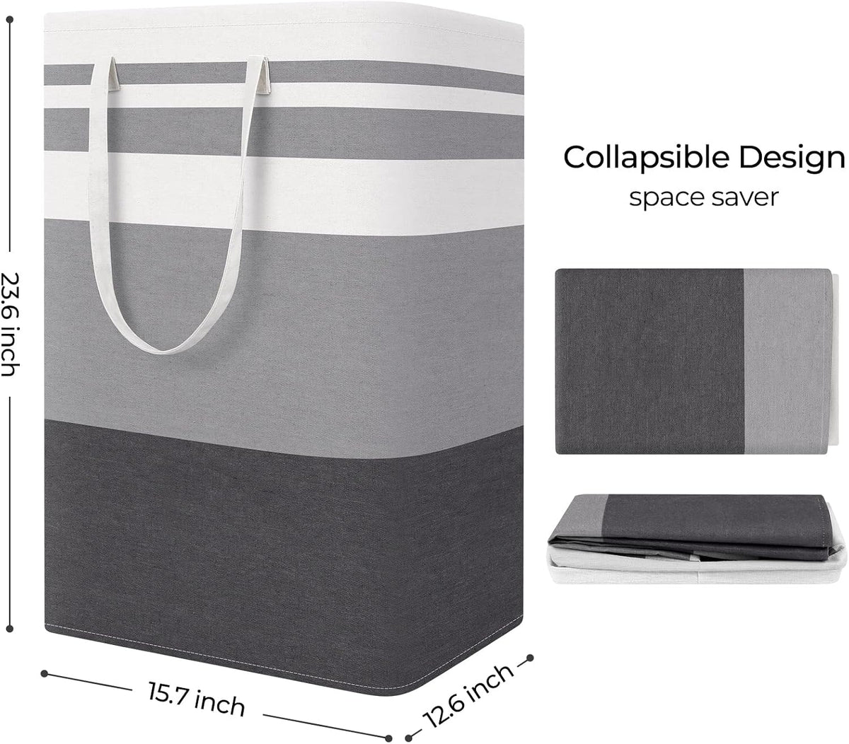StorageRight Laundry Basket Hamper, 75L Collapsible Clothes Storage, Grey