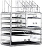 Cq acrylic Makeup Organizer Skin Care Large Clear Cosmetic Display Cases Stackable Storage Box With 11 Drawers For Vanity,Set of 4