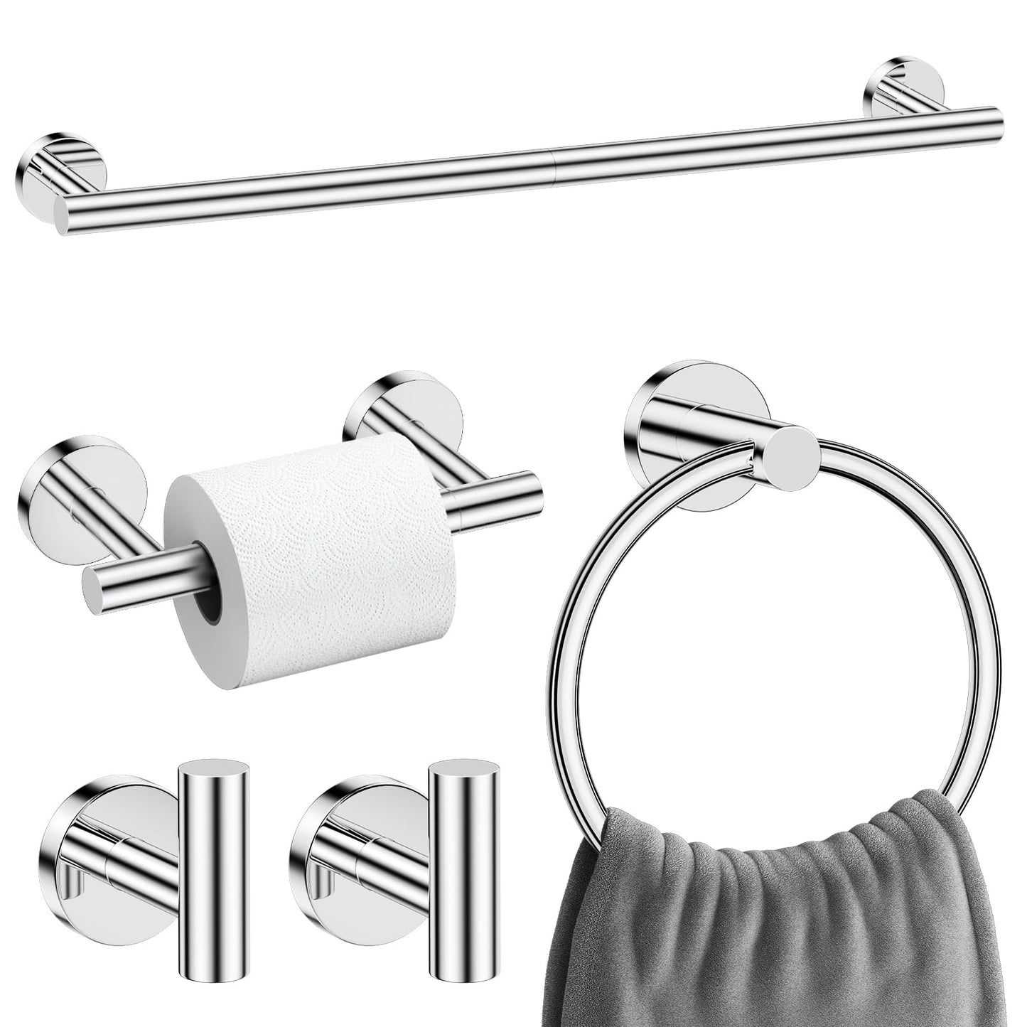 10 Pieces Matte Black Bathroom Hardware Accessories Towel Bar Set Black Towle Racks for Bathroom Wall Mounted Stainless Steel Toilet Paper Holder Towel Holder Kit