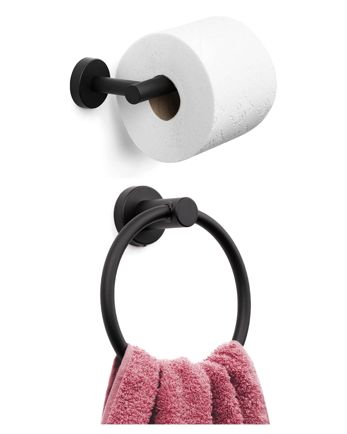 MARMOLUX ACC Matte Black Towel Ring - SUS304 Stainless Steel Wall Mounted Hand Towel Holder for Bathroom - Kitchen & Bathroom Towel Rack - Black Towel Hanger - Bathroom Towel Holder - Hand Towel Rack