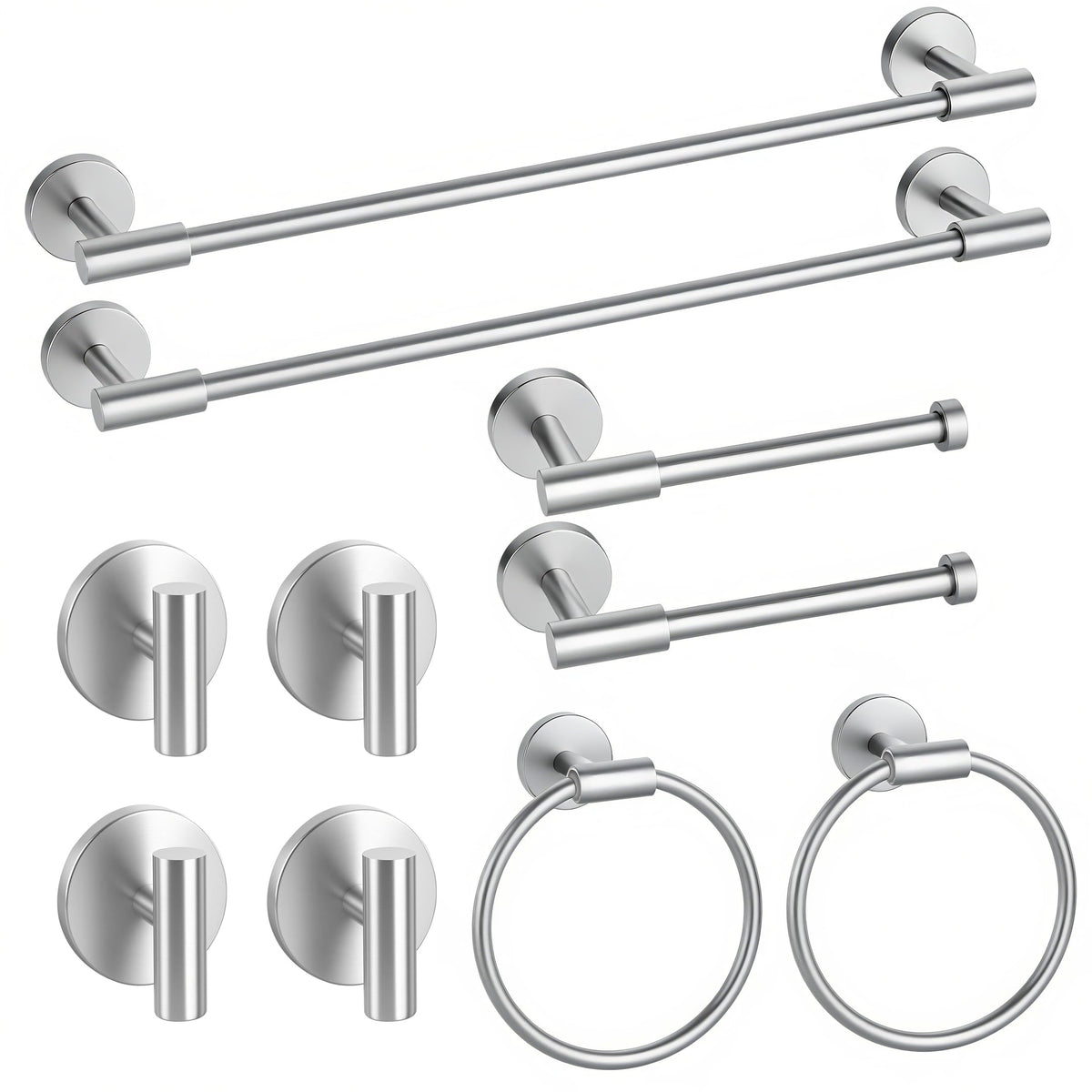 Brushed Nickel Bathroom Hardware Set 5 Pieces, Bathroom Towel Rack Holder Set Wall Mounted, SUS304 Stainless Steel Towel Bar Set - 16 Inch Towel Bar, Toilet Paper Holder, Towel Hooks, Towel Ring