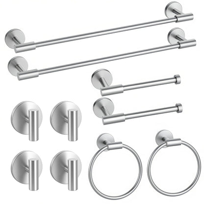 Brushed Nickel Bathroom Hardware Set 5 Pieces, Bathroom Towel Rack Holder Set Wall Mounted, SUS304 Stainless Steel Towel Bar Set - 16 Inch Towel Bar, Toilet Paper Holder, Towel Hooks, Towel Ring