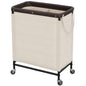 StorageWorks 2 Section Laundry Hamper, 100L Beige Sorter Cart with Wheels
