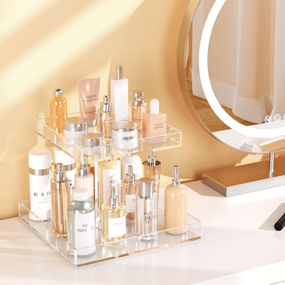 NIUBEE 2 Tier Perfume Organizer, Acrylic Perfume Display Stand for Women