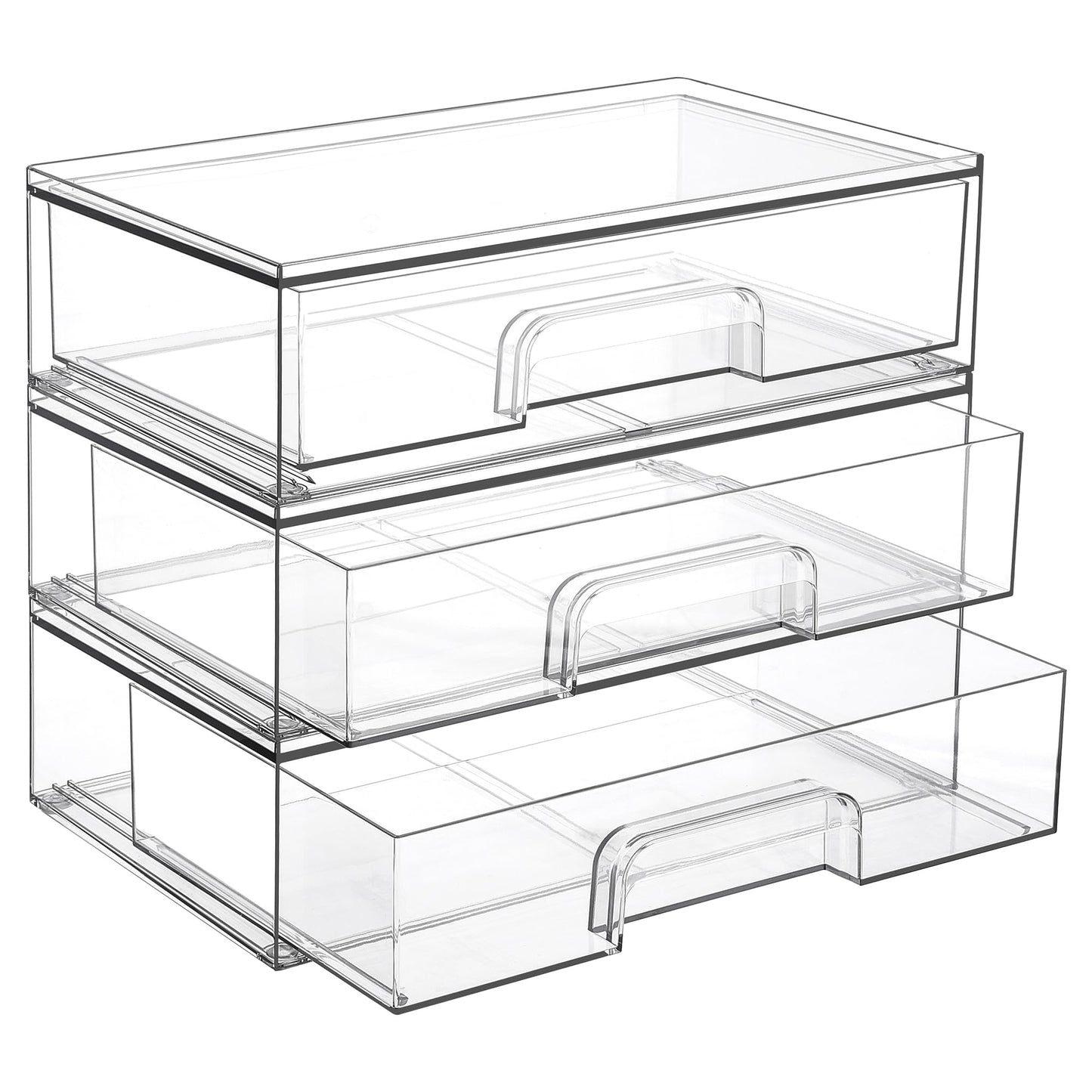 Vtopmart Clear Stackable Storage Drawers, 4 Pack Tall Plastic Organizers