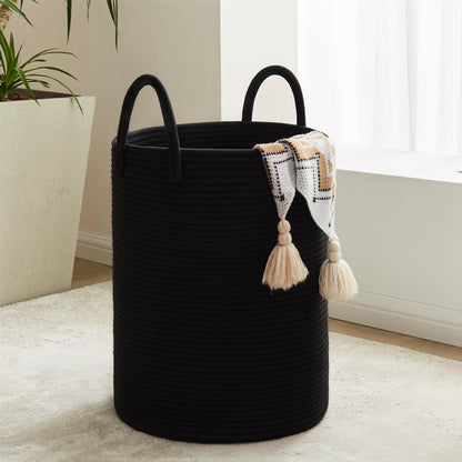 YOUDENOVA Cotton Laundry Hamper, 58L Tall Storage Basket-Brown