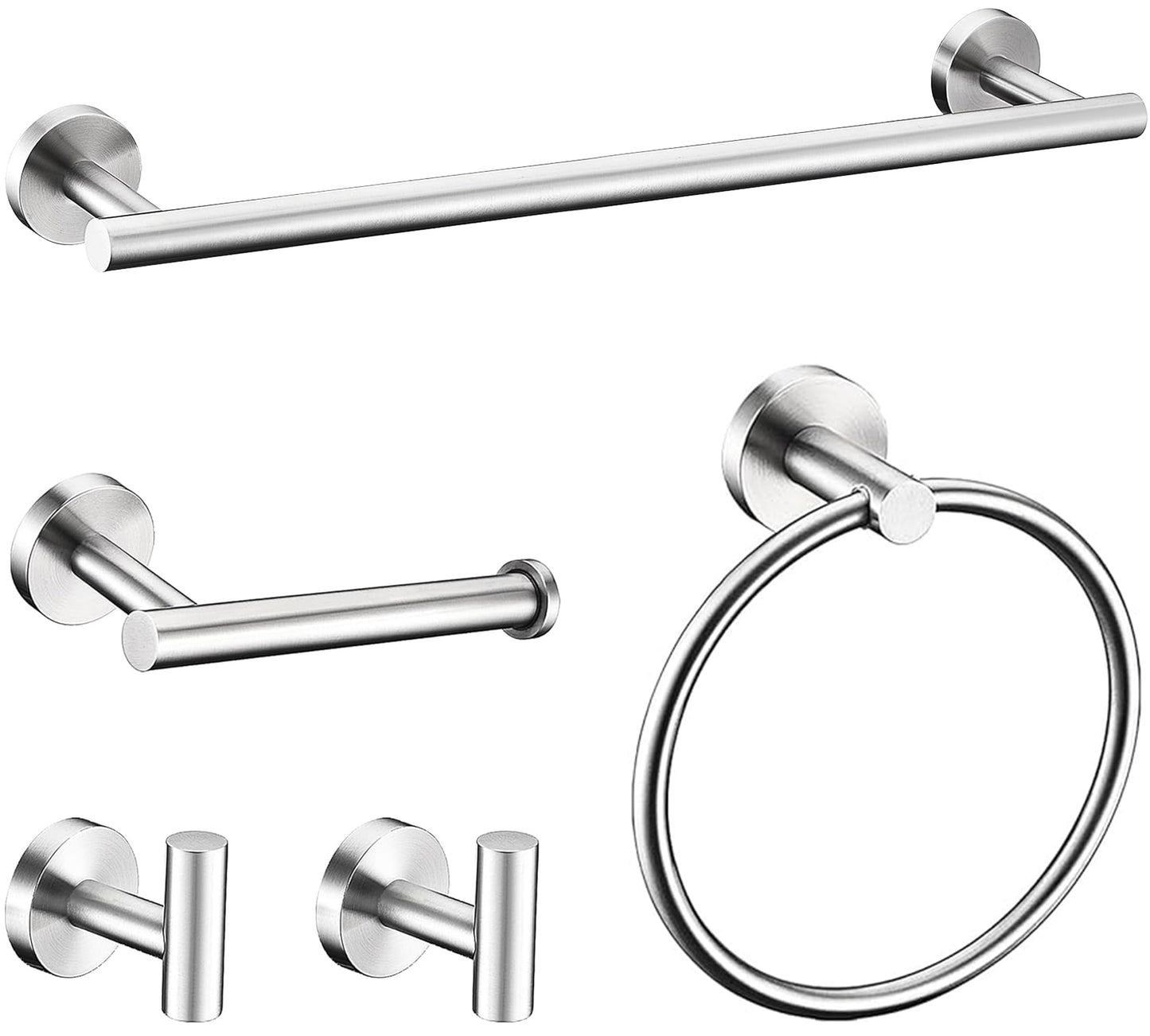 6 Pieces Brushed Gold Bathroom Hardware Accessories Set, SUS304 Stainless Steel 24 Inch Bath Towel Bar Set, Round Bathroom Towel Holder Set, Towel Racks for Bathroom Wall Mounted