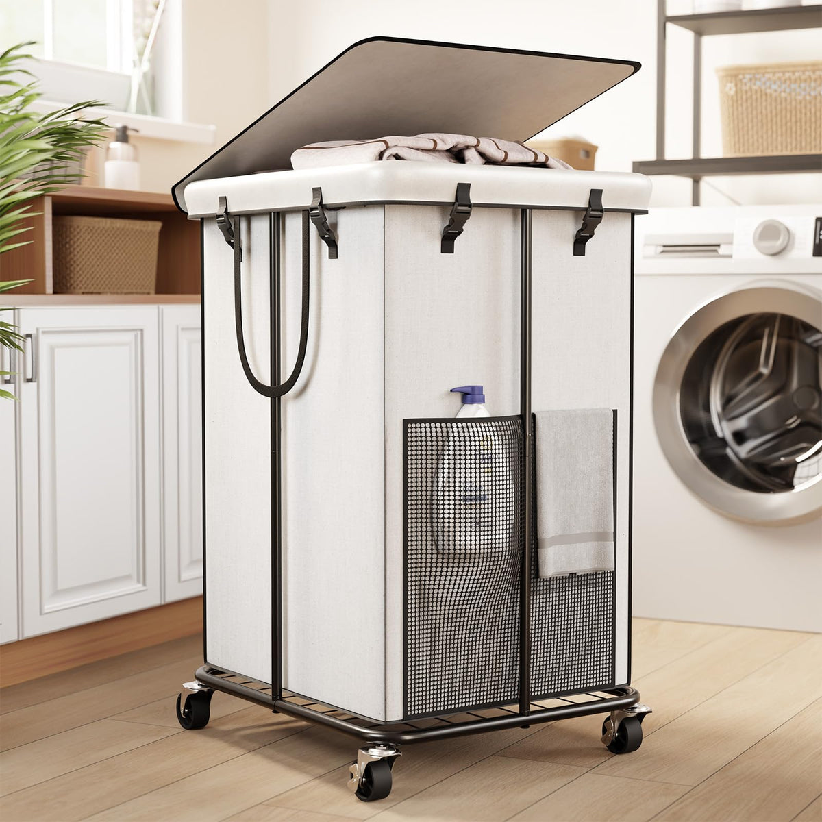 150L Large Laundry Hamper with Wheels, Rolling Laundry Basket