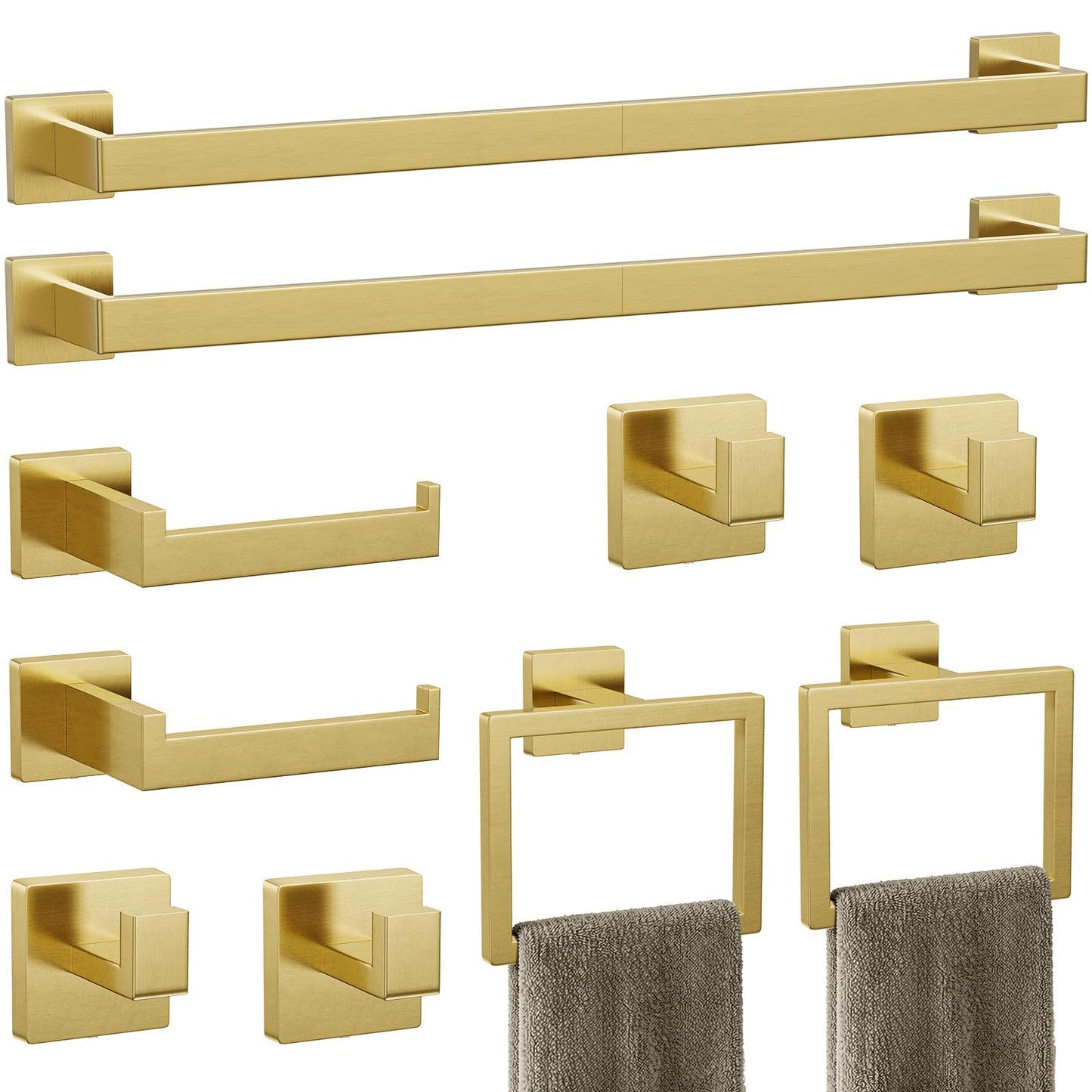 10-Pieces Matte Black Bathroom Accessories, 24 Inch Bathroom Hardware Set