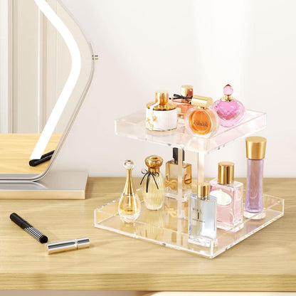 NIUBEE 2 Tier Perfume Organizer, Acrylic Perfume Display Stand for Women