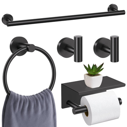 10 Pieces Matte Black Bathroom Hardware Accessories Towel Bar Set Black Towle Racks for Bathroom Wall Mounted Stainless Steel Toilet Paper Holder Towel Holder Kit
