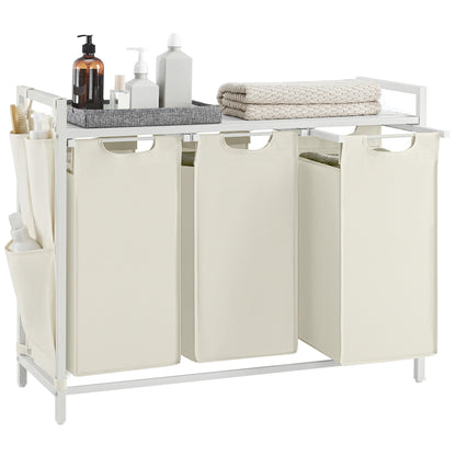 VASAGLE Laundry Hamper with Shelf, 2 Pull-Out Bags, 2 x 12.1 Gallons (46 L)