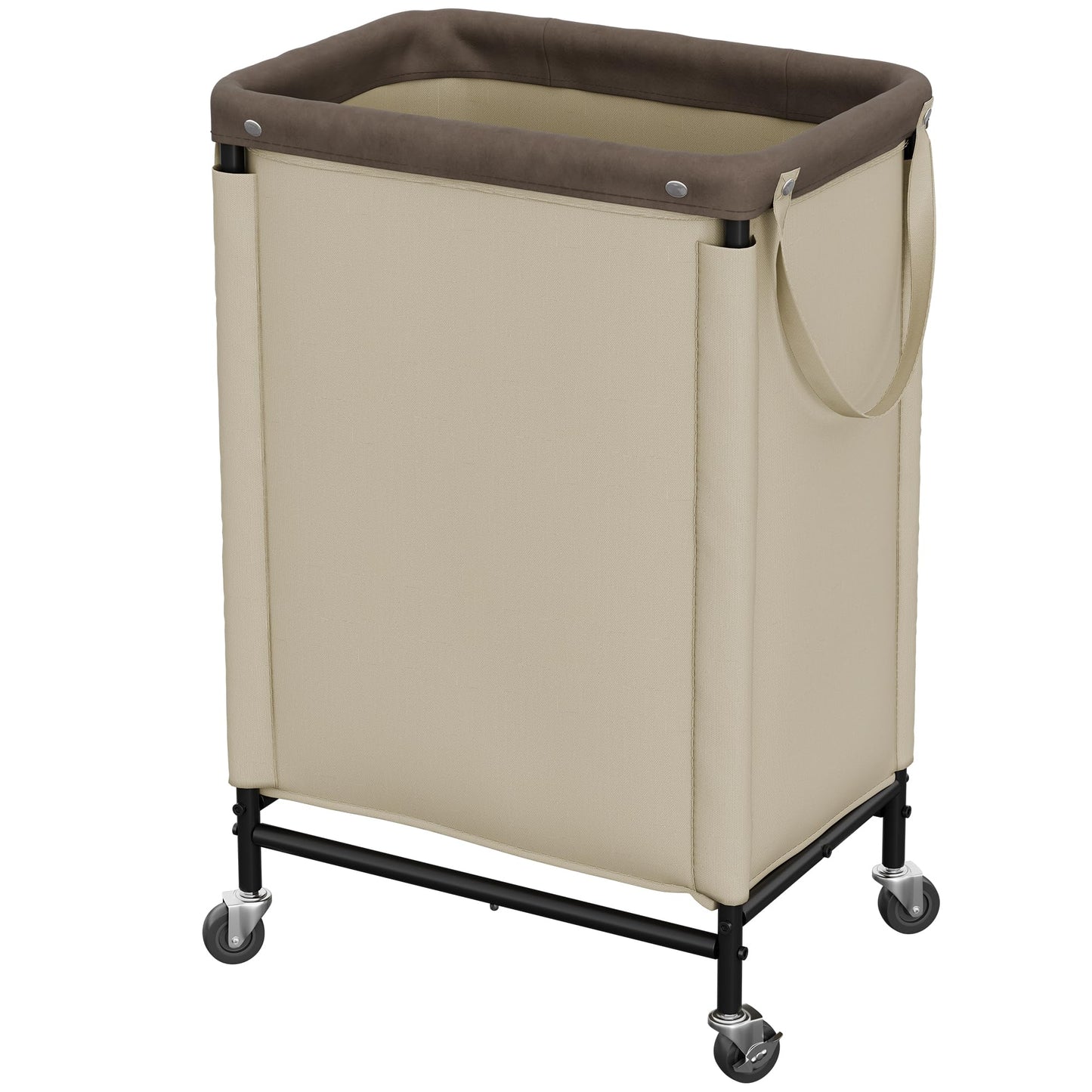 StorageWorks 2 Section Laundry Hamper, 100L Beige Sorter Cart with Wheels
