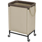 StorageWorks 2 Section Laundry Hamper, 100L Beige Sorter Cart with Wheels