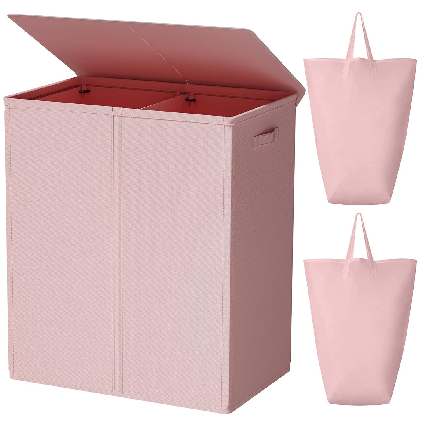 WOWLIVE 154L Double Laundry Hamper 2 Section with Lid and Removable Bags
