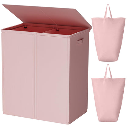 WOWLIVE 154L Double Laundry Hamper 2 Section with Lid and Removable Bags