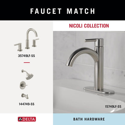 Delta 4-Piece SpotShield Brushed Nickel Bathroom Set Towel Rack, Ring, Toilet Paper Holder, Hook | Nicoli Bath Accessories