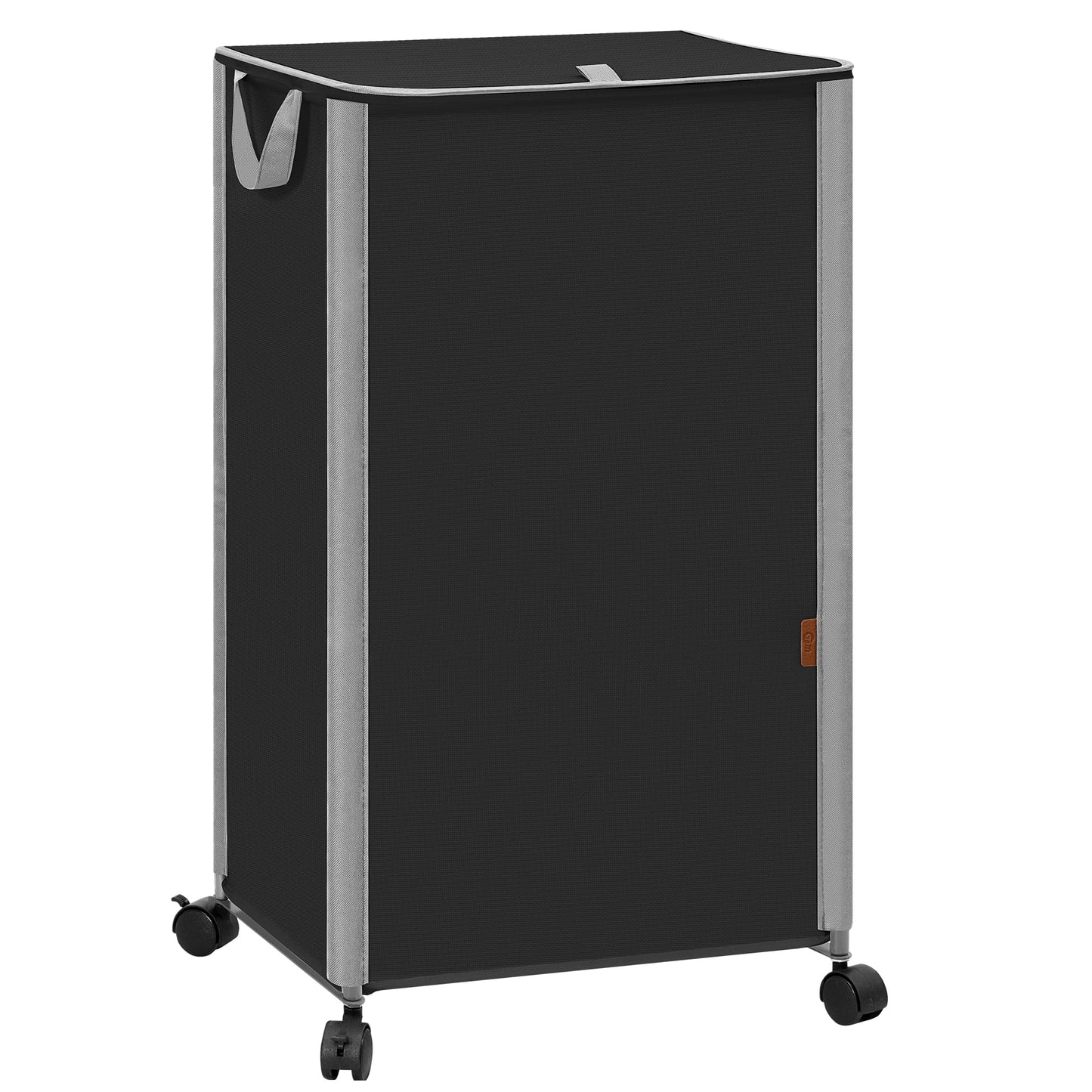 STORAGE MANIAC Rolling Laundry Hamper with Lid, 23.7 Gal (90 L) Large Tall Laundry Basket with Wheels & Handles, Aesthetic Dirty Clothes Hamper for Small Space, Dorm, Apartment, College, Black