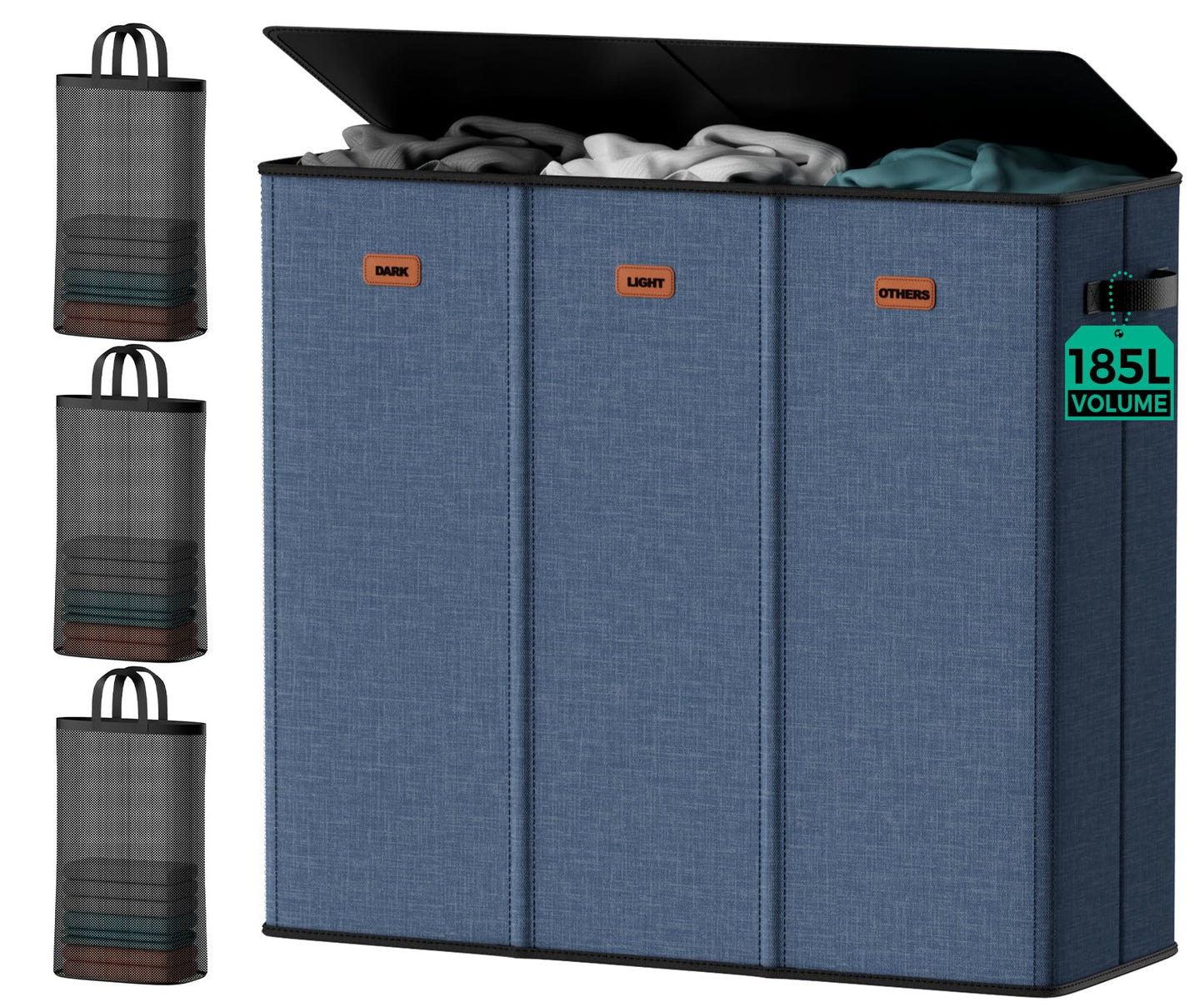 100L Large Capacity Laundry Hamper, Collapsible Laundry Basket Space-Saving, Clothes Hamper with Lid and Removable Bag for Bathroom Bedroom Laundry Room Dorm