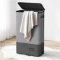 Yecaye Slim Laundry Hamper with Lid, 75L, Black-Gray