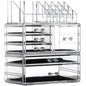 Cq acrylic Makeup Organizer Skin Care Large Clear Cosmetic Display Cases Stackable Storage Box With 11 Drawers For Vanity,Set of 4