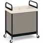 STORAGE MANIAC Rolling Laundry Hamper with Wheels 3-Section Laundry Sorter Rolling Laundrys Basket on Wheels with Removable Bag Clothes Hamper Laundrys Organizer Cart Bathroom Bedroom 120L Beige