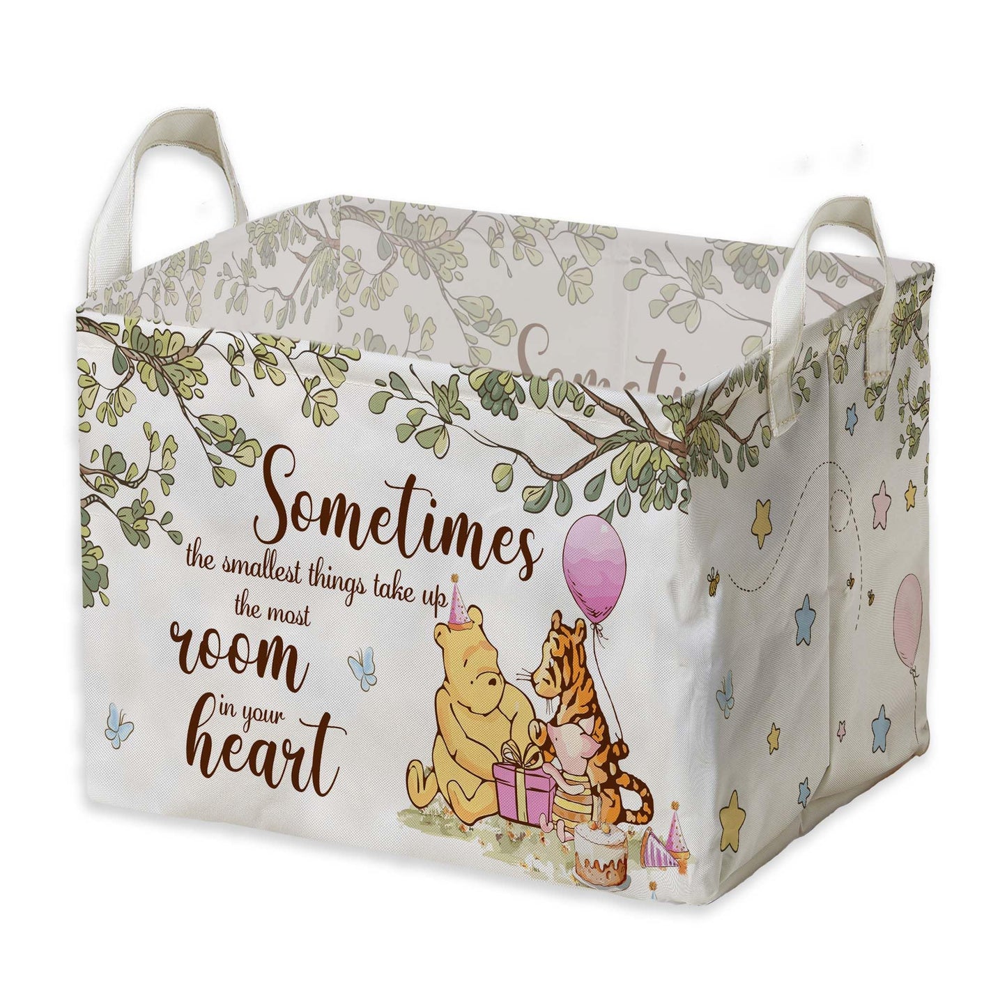 Winnie Nursery Decor, the Pooh Baby Stuff, Winnie Storage Nursery Basket, Large squarecanvas Laundry Hamper With A Waterproof PECoating, Foldable, Toys Bin, Baby Nursery HamperDecor, Classic