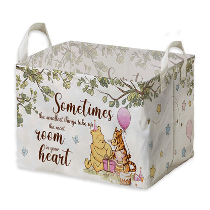Winnie Nursery Decor, the Pooh Baby Stuff, Winnie Storage Nursery Basket, Large squarecanvas Laundry Hamper With A Waterproof PECoating, Foldable, Toys Bin, Baby Nursery HamperDecor, Classic