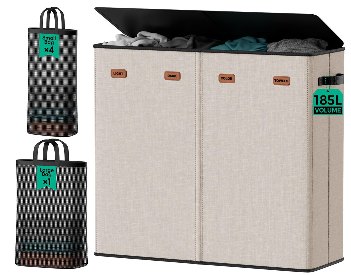 100L Large Capacity Laundry Hamper, Collapsible Laundry Basket Space-Saving, Clothes Hamper with Lid and Removable Bag for Bathroom Bedroom Laundry Room Dorm