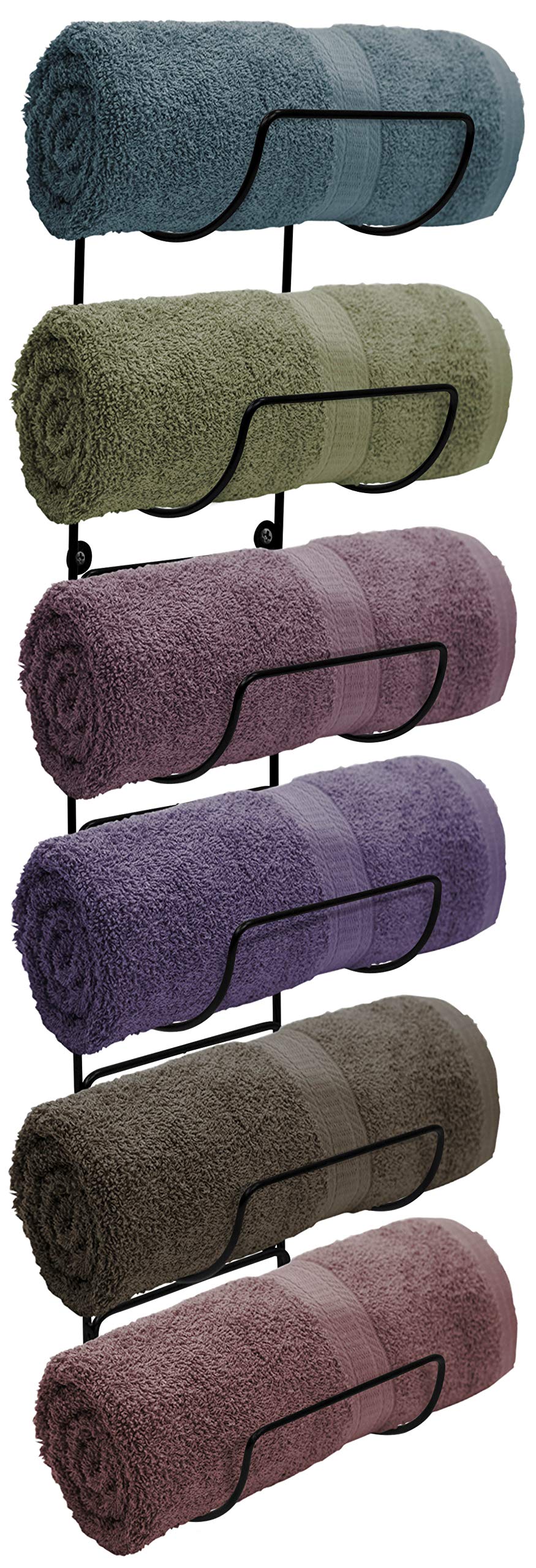 Sorbus Wall Towel Rack, 5-Tier Wood Shelf, Wall Mounted (Black)