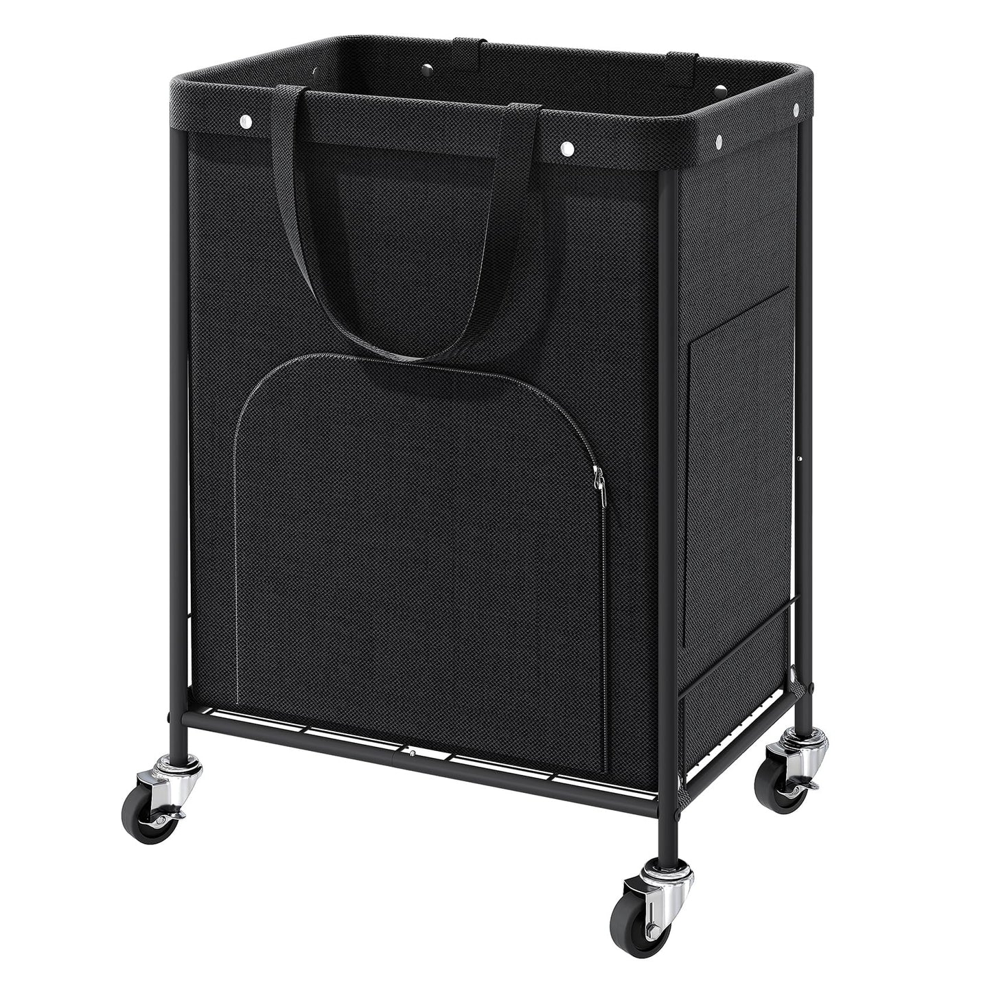 170L Large Laundry Basket with Wheels, Rolling Laundry Hamper Easy Access Clothing Minimizes Bending, Laundry Cart with 4 Silent Casters & Removable Bag for Bedroom, Bathroom, Laundry Room,Black