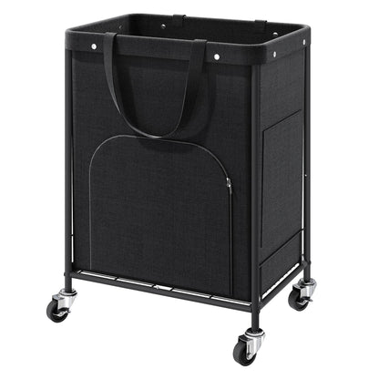 170L Large Laundry Basket with Wheels, Rolling Laundry Hamper Easy Access Clothing Minimizes Bending, Laundry Cart with 4 Silent Casters & Removable Bag for Bedroom, Bathroom, Laundry Room,Black