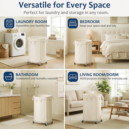 150L Large Capacity Rolling Laundry Basket Hamper with Wheels, Clothes hamper and Removable Bag for Home, Laundry Room, Bedroom, Bathroom, Apartment, Dorm