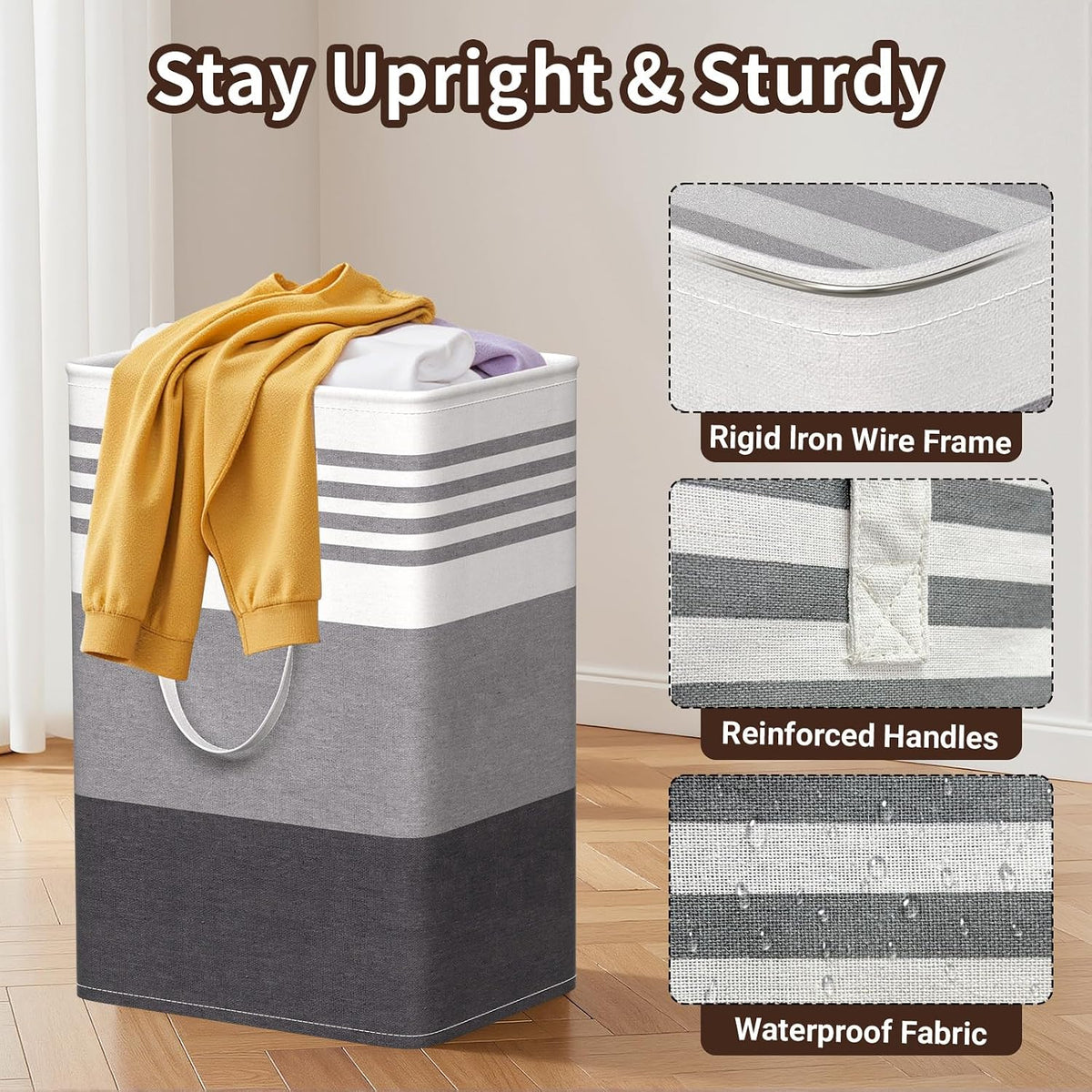 WOWBOX 2 Pack Laundry Baskets, Collapsible Dirty Clothes Laundry Hampers