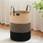 VIPOSCO 100L Tall Woven Rope Laundry Hamper, Leather Handles, White & Brown