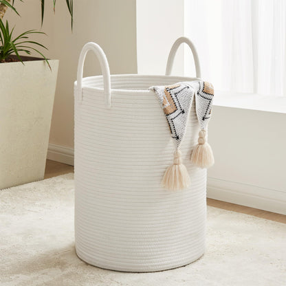 YOUDENOVA Cotton Laundry Hamper, 58L Tall Storage Basket-Brown