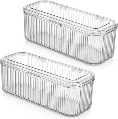 2pcs Clear Acrylic Makeup Brush Holder, Cosmetic Display Cases for Vanity