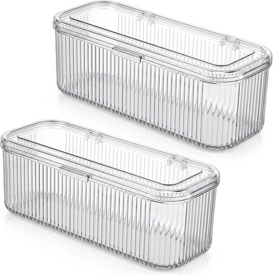 2pcs Clear Acrylic Makeup Brush Holder, Cosmetic Display Cases for Vanity