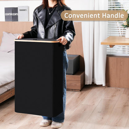 Vincona Slim Laundry Basket with Lid, Narrow Dirty Clothes Hampers for Laundry with Handle, Skinny Laundry Bin for Laundry Room, Dorm, Bedroom and Bathroom, 19.8 Gallon (75L) Black